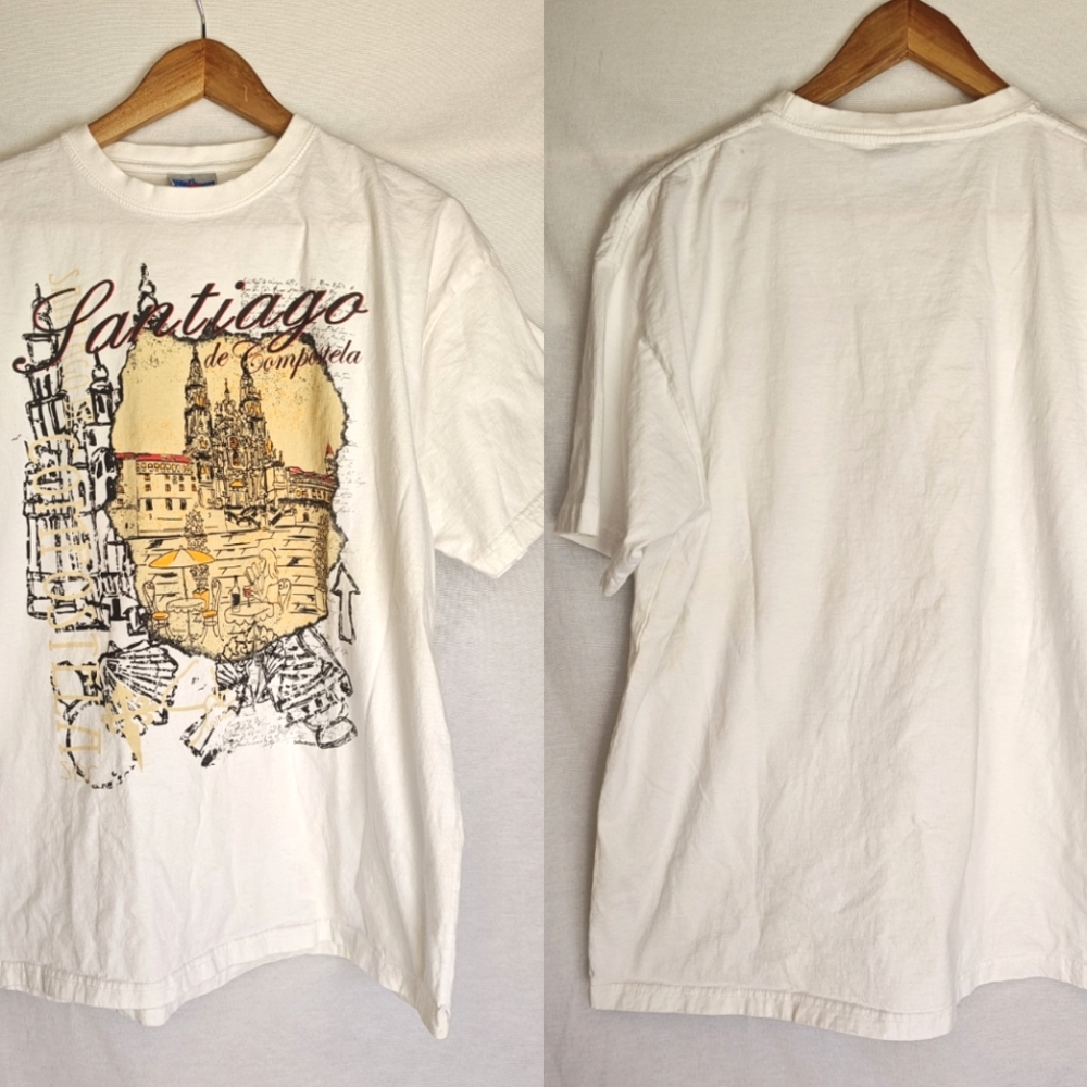 Safon 2013 Spain Graphic Tee Retro Santiago de‎ Compostela Cotton White XL